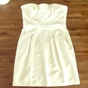 Bcbg white strapless dress